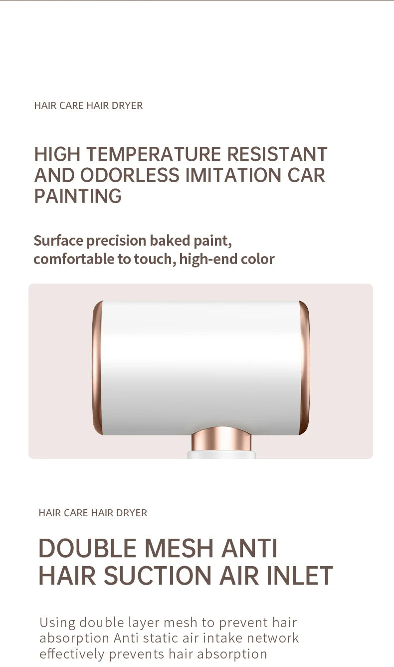 Professional Hair Dryer 2400W with Cool and Warm Air - Negative Ions - Powerful Hairdryer for Salon Results