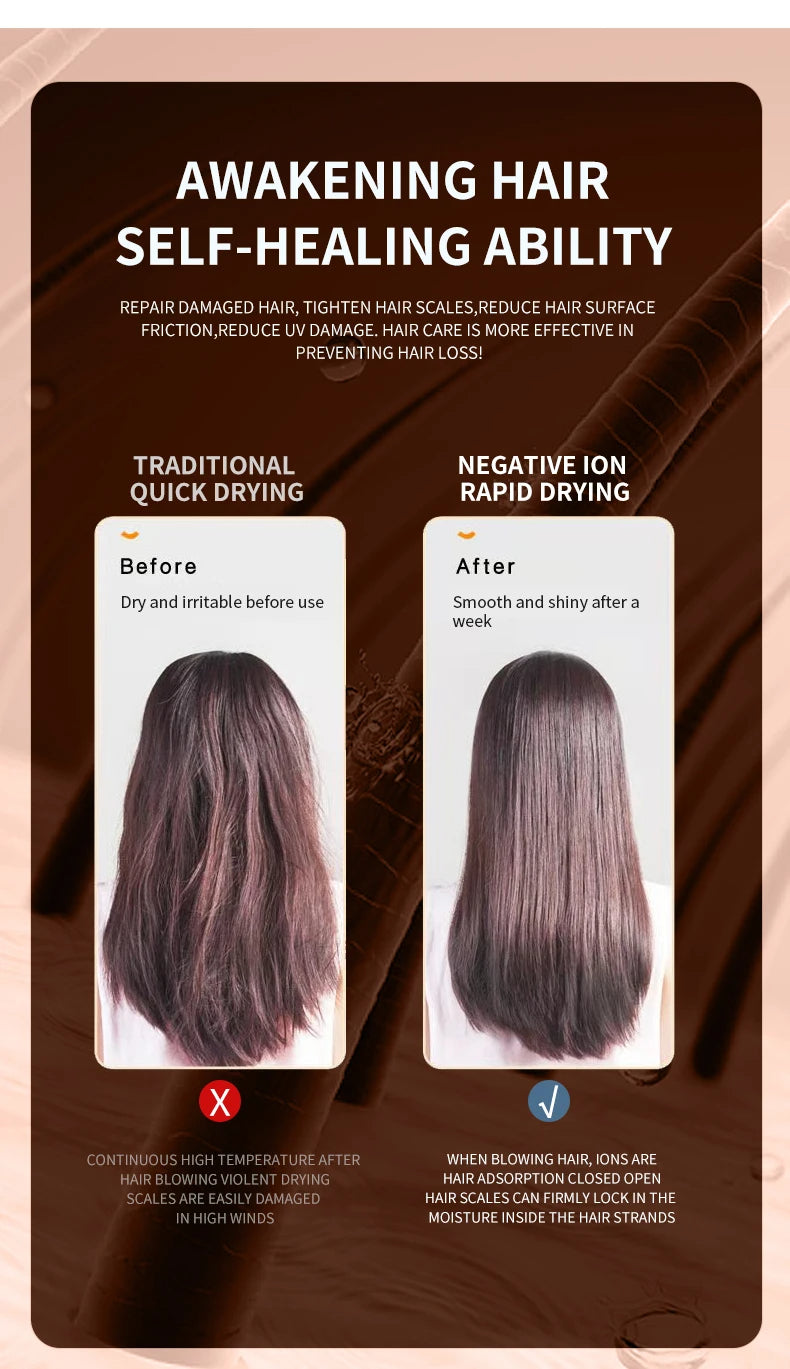 Professional Hair Dryer 2400W with Cool and Warm Air - Negative Ions - Powerful Hairdryer for Salon Results