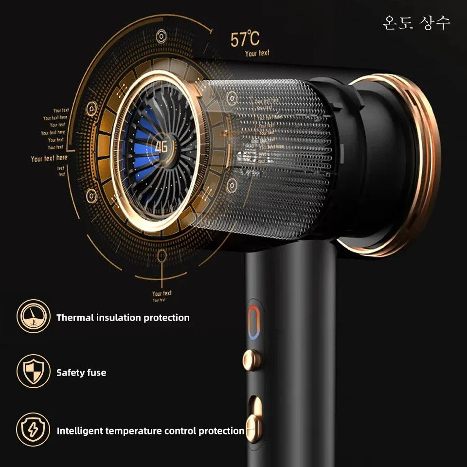 Professional Hair Dryer 2400W with Cool and Warm Air - Negative Ions - Powerful Hairdryer for Salon Results