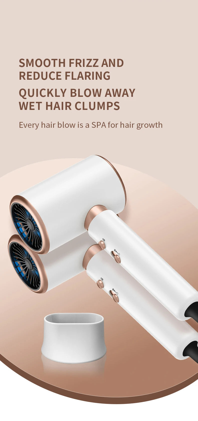 Professional Hair Dryer 2400W with Cool and Warm Air - Negative Ions - Powerful Hairdryer for Salon Results