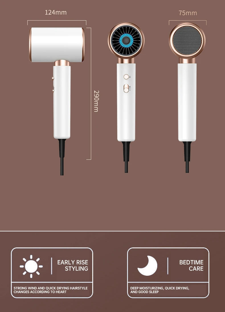 Professional Hair Dryer 2400W with Cool and Warm Air - Negative Ions - Powerful Hairdryer for Salon Results