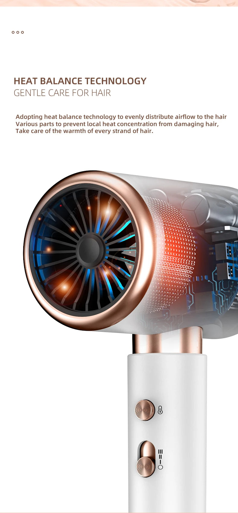 Professional Hair Dryer 2400W with Cool and Warm Air - Negative Ions - Powerful Hairdryer for Salon Results