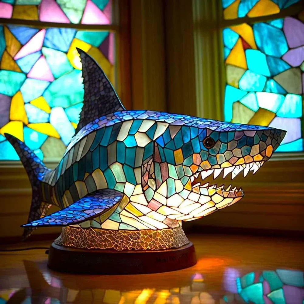Vibrant Stained Glass Animal Lamps – Artistic Table Decoration
