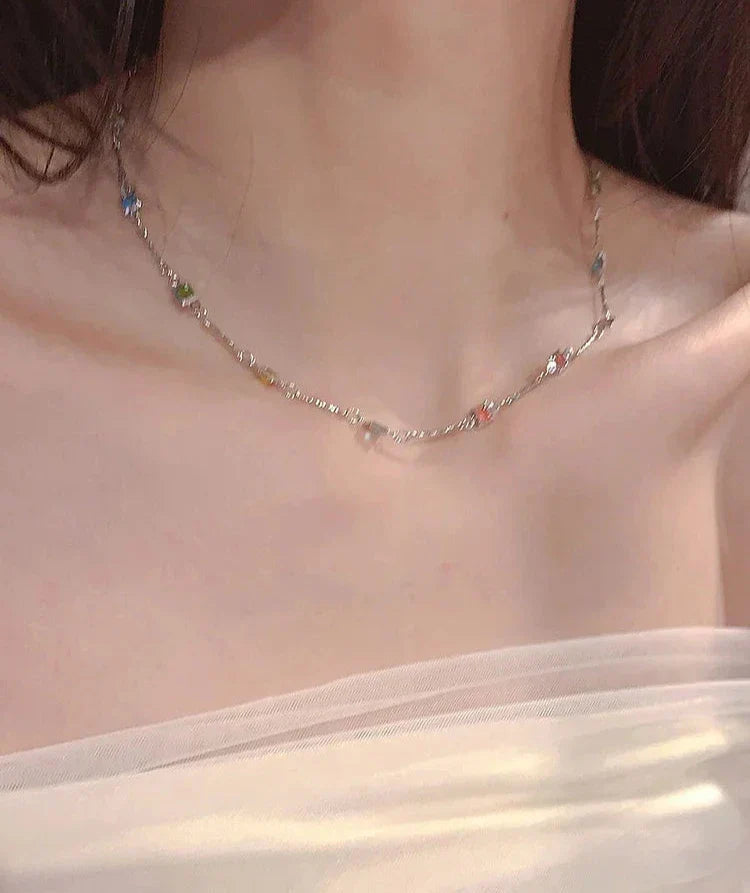 Fine Gold/Silver Necklace with Colourful Stones – Ivy