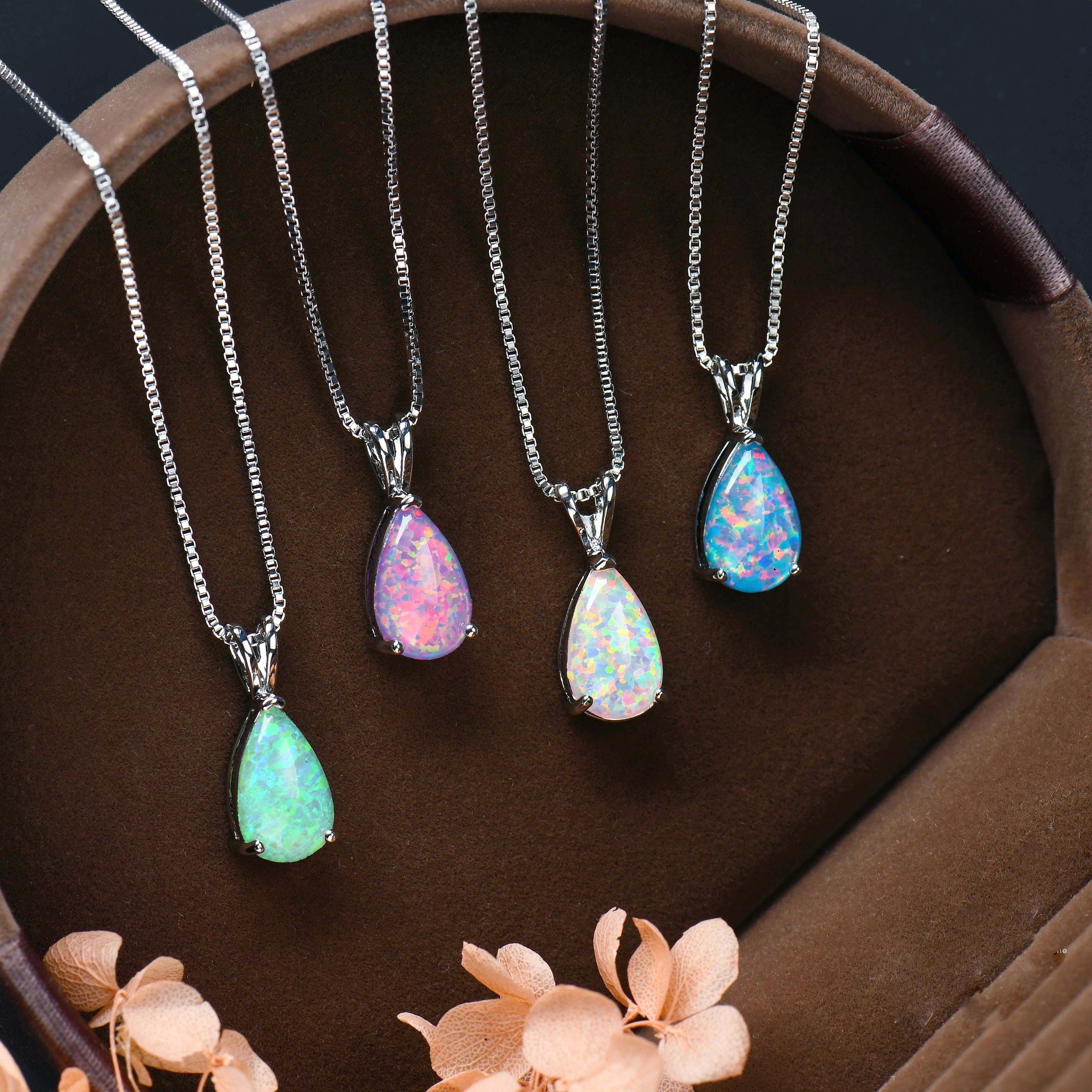 Minimalist Drop Opal Pendant Necklace – Selina
