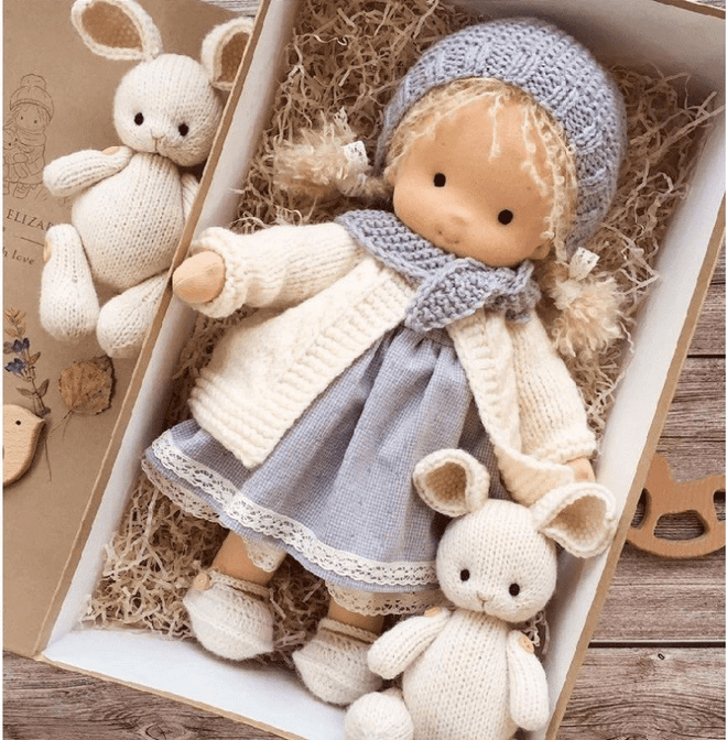 Handcrafted Winter Waldorf Cuddle Doll – Poppi