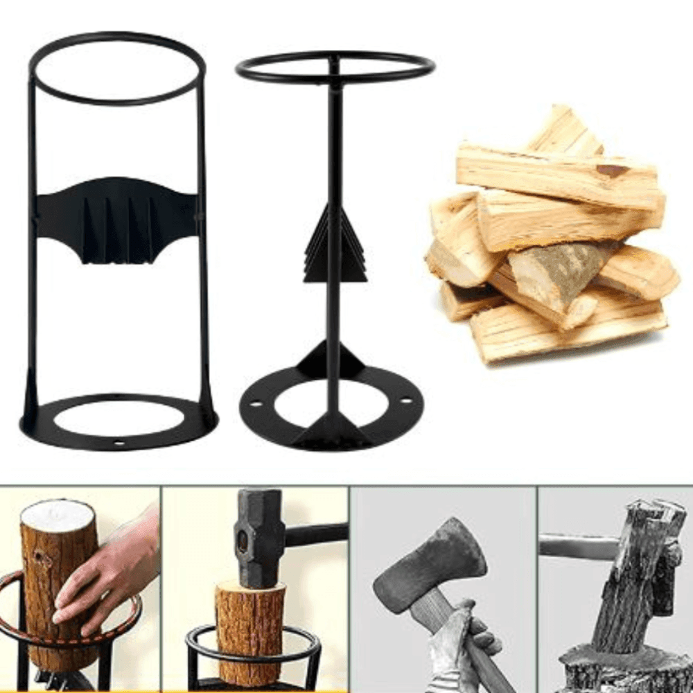 Log Splitter for Firewood - Manual Wedge Cutter - Carbon Steel