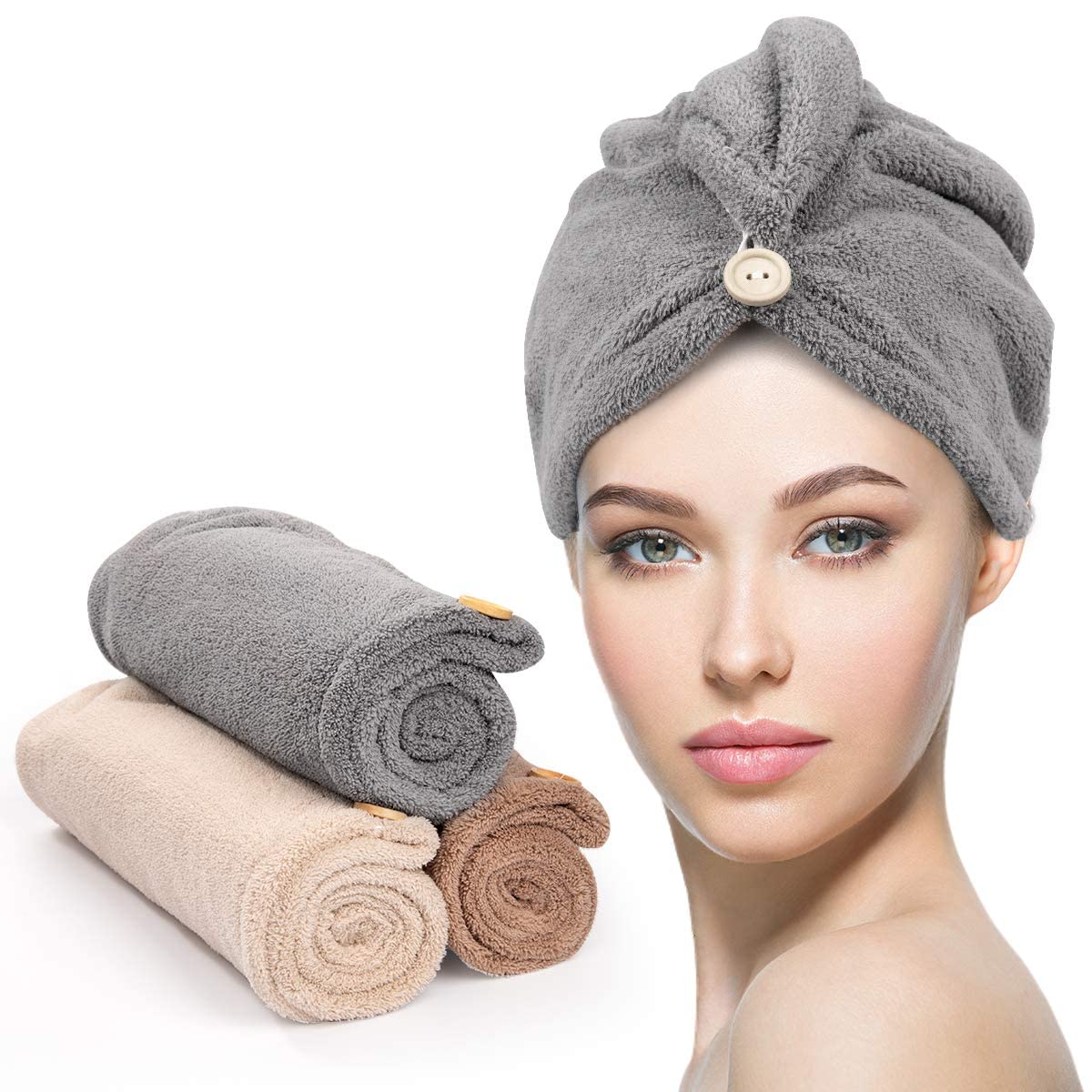 Microfibre Hair Towel Wrap – Pack of 3
