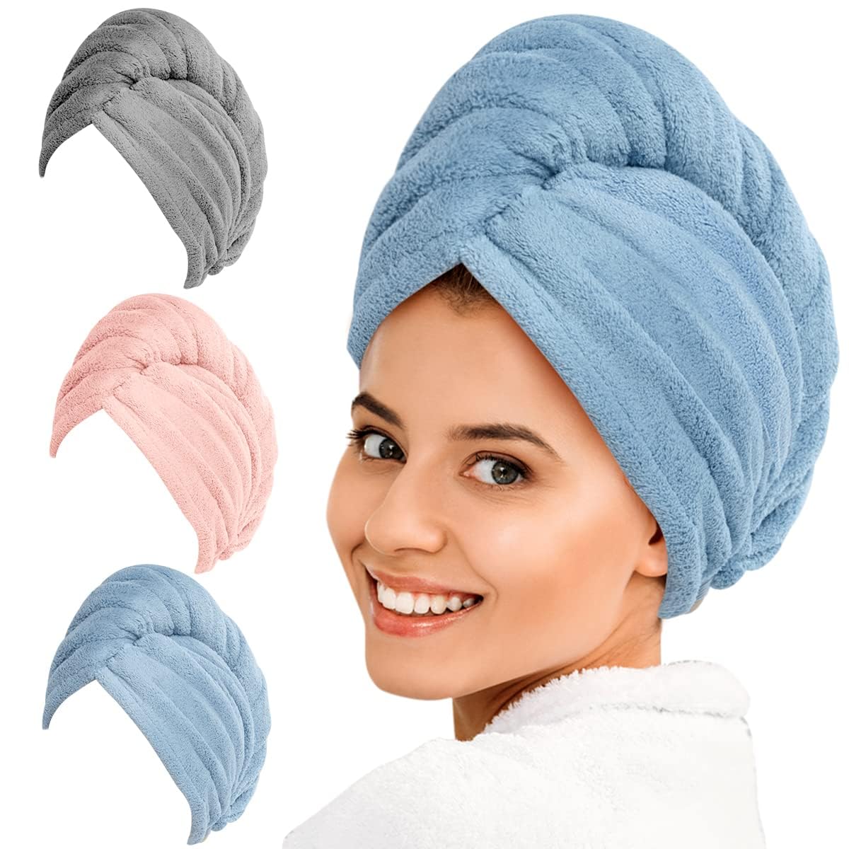Microfibre Hair Towel Wrap – Pack of 3
