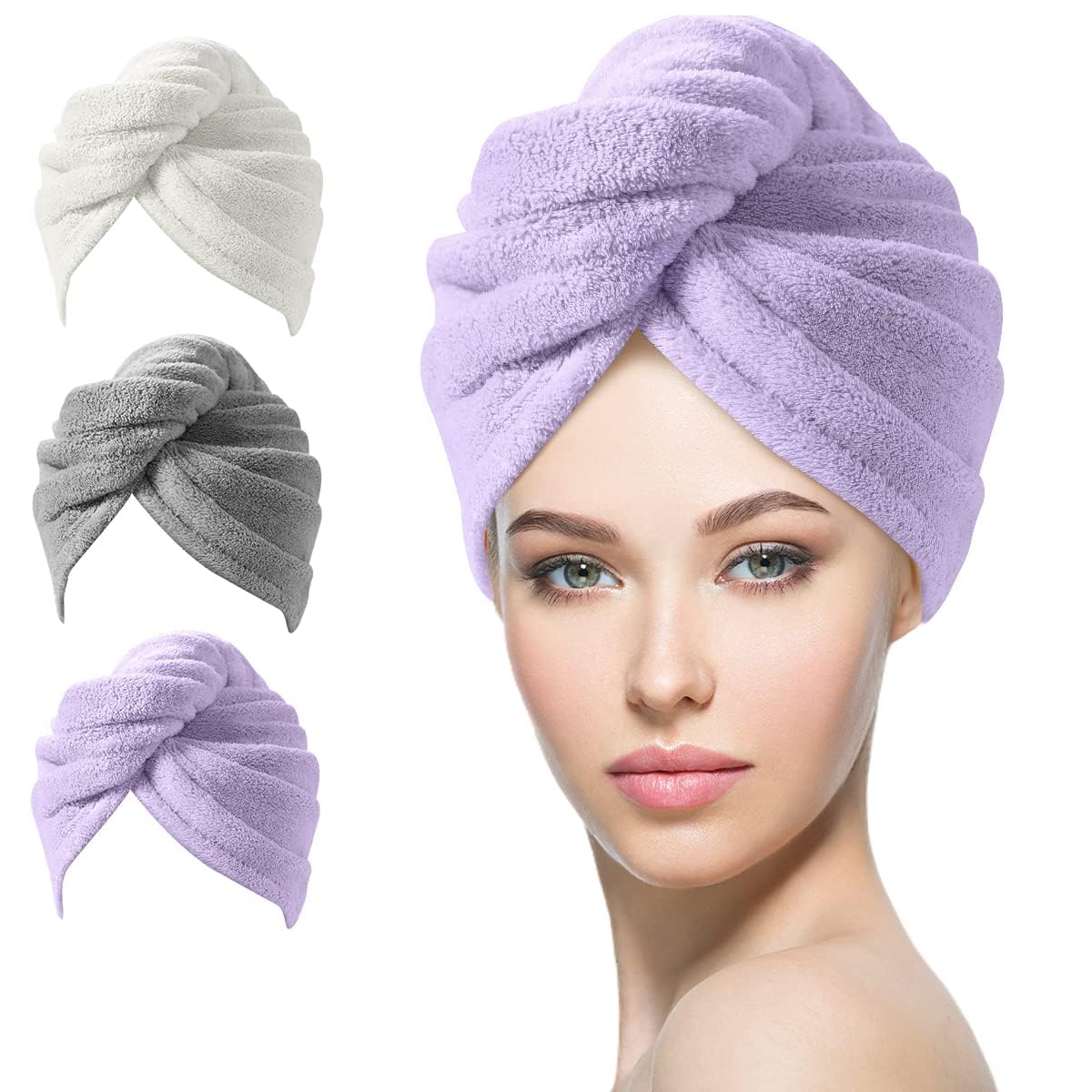 Microfibre Hair Towel Wrap – Pack of 3