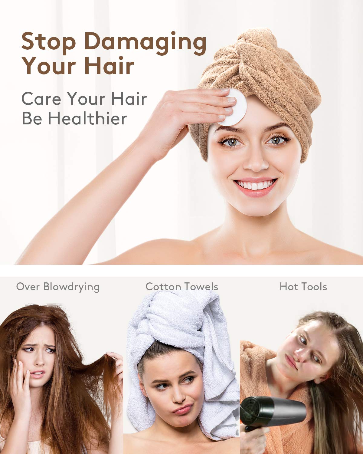 Microfibre Hair Towel Wrap – Pack of 3