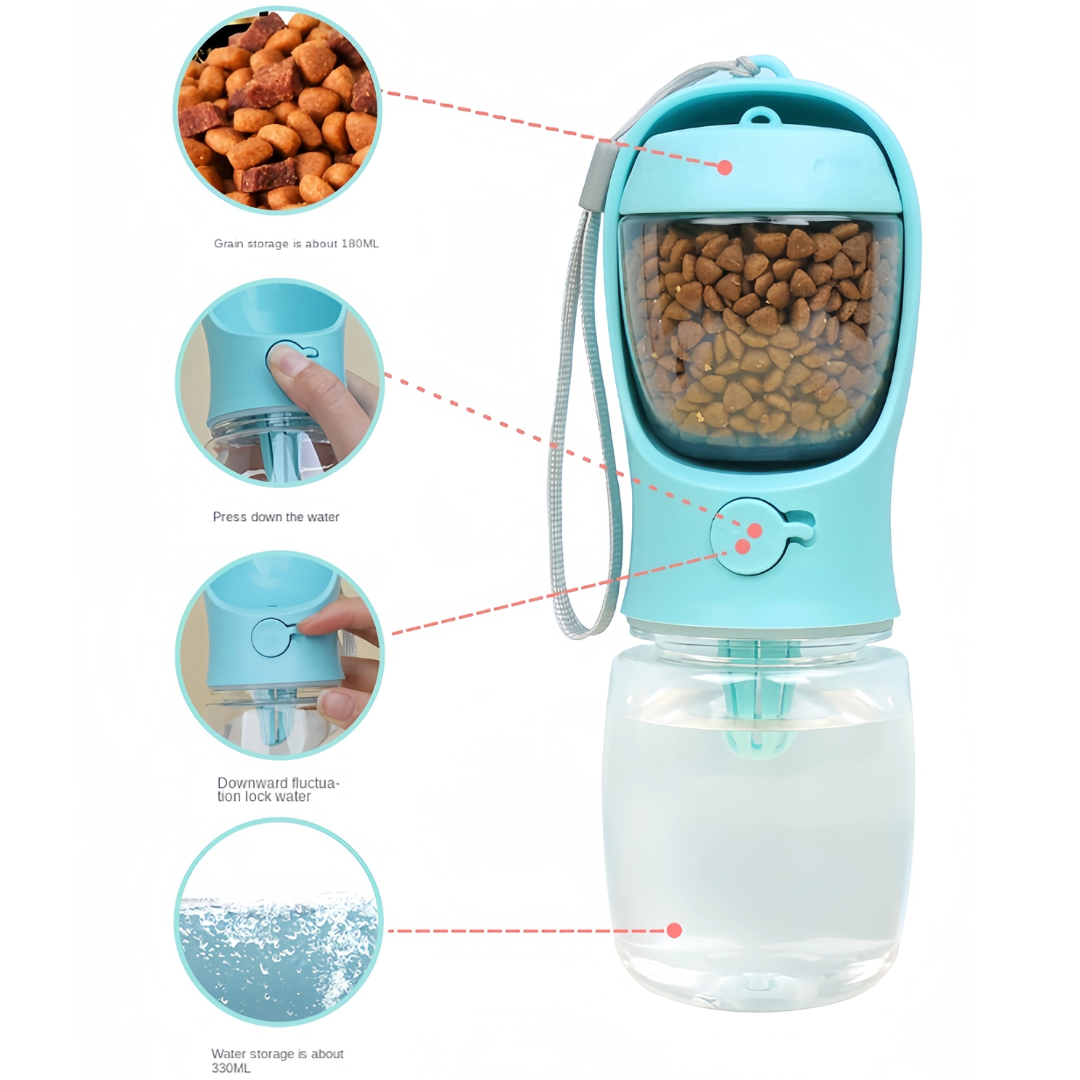 Portable Dog Water Bottle & Food Container