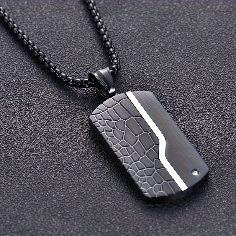 Men's Necklace | Stainless Steel | Black Vintage Pendant