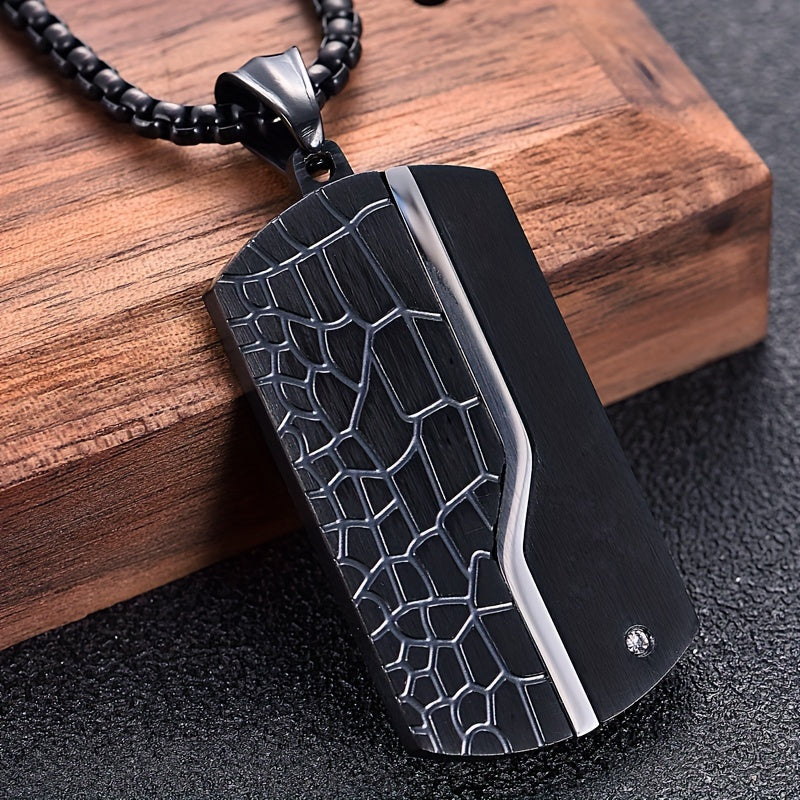 Men's Necklace | Stainless Steel | Black Vintage Pendant