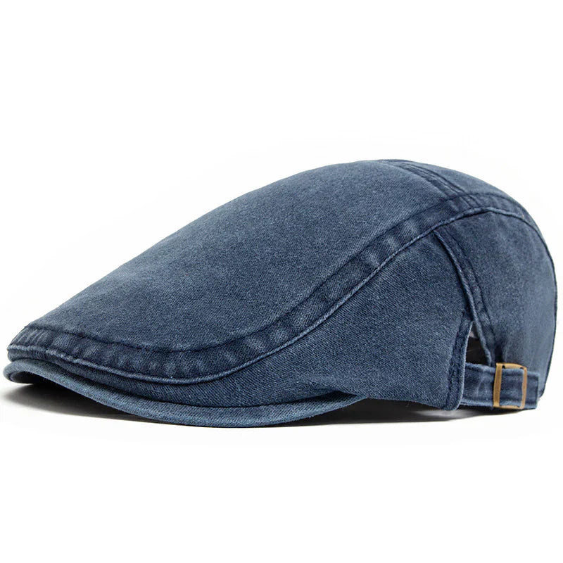 Men's Vintage Denim Beret - Retro Style - Casual Elegance