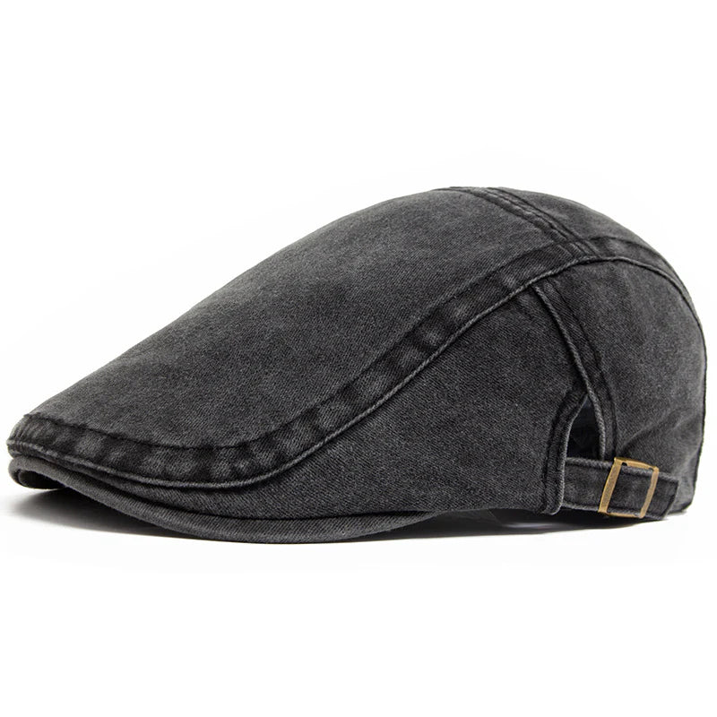 Men's Vintage Denim Beret - Retro Style - Casual Elegance