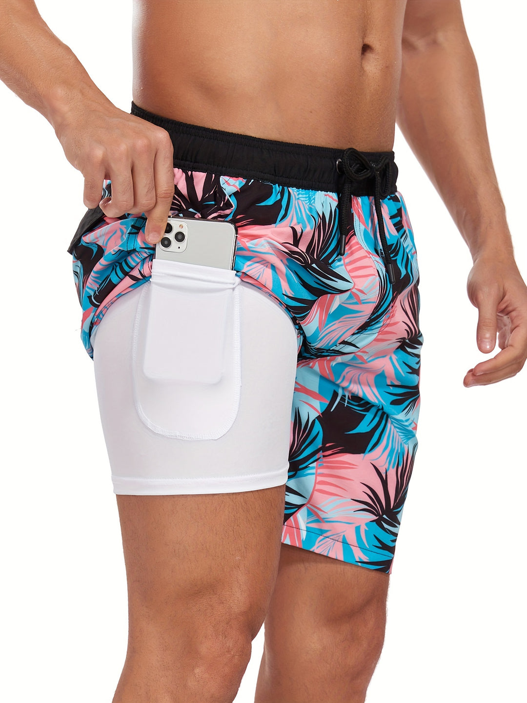Men's Swim Shorts | Tropical Flamingo Design | Quick Dry