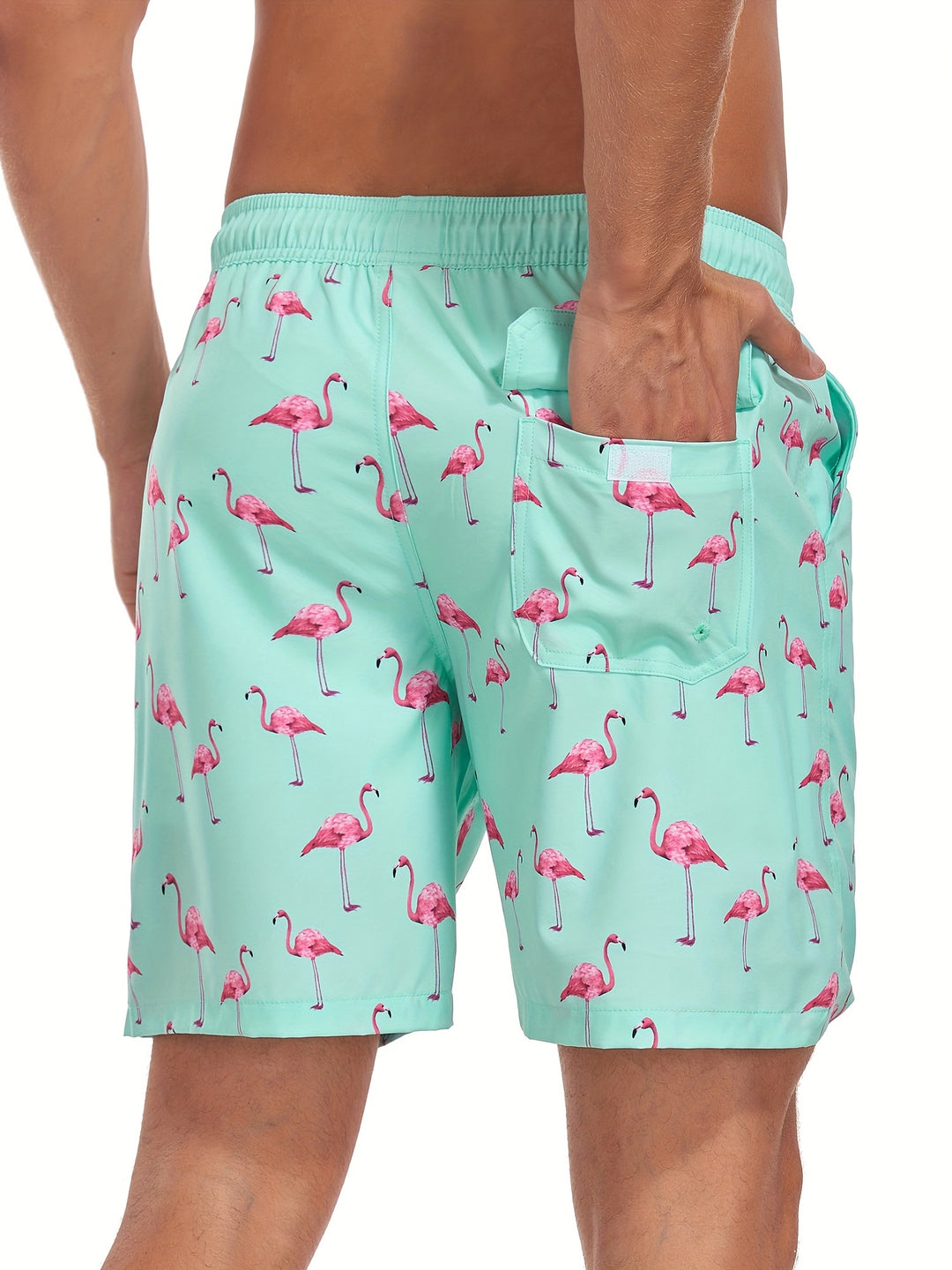 Men's Swim Shorts | Tropical Flamingo Design | Quick Dry