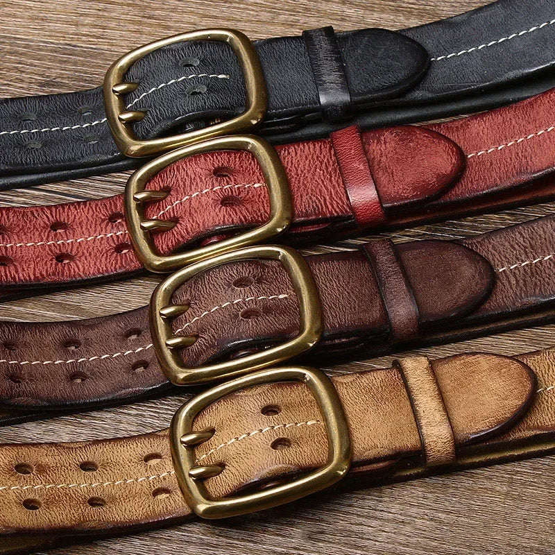 Men's Belt | Genuine Cowhide Leather | Double Brass Buckle