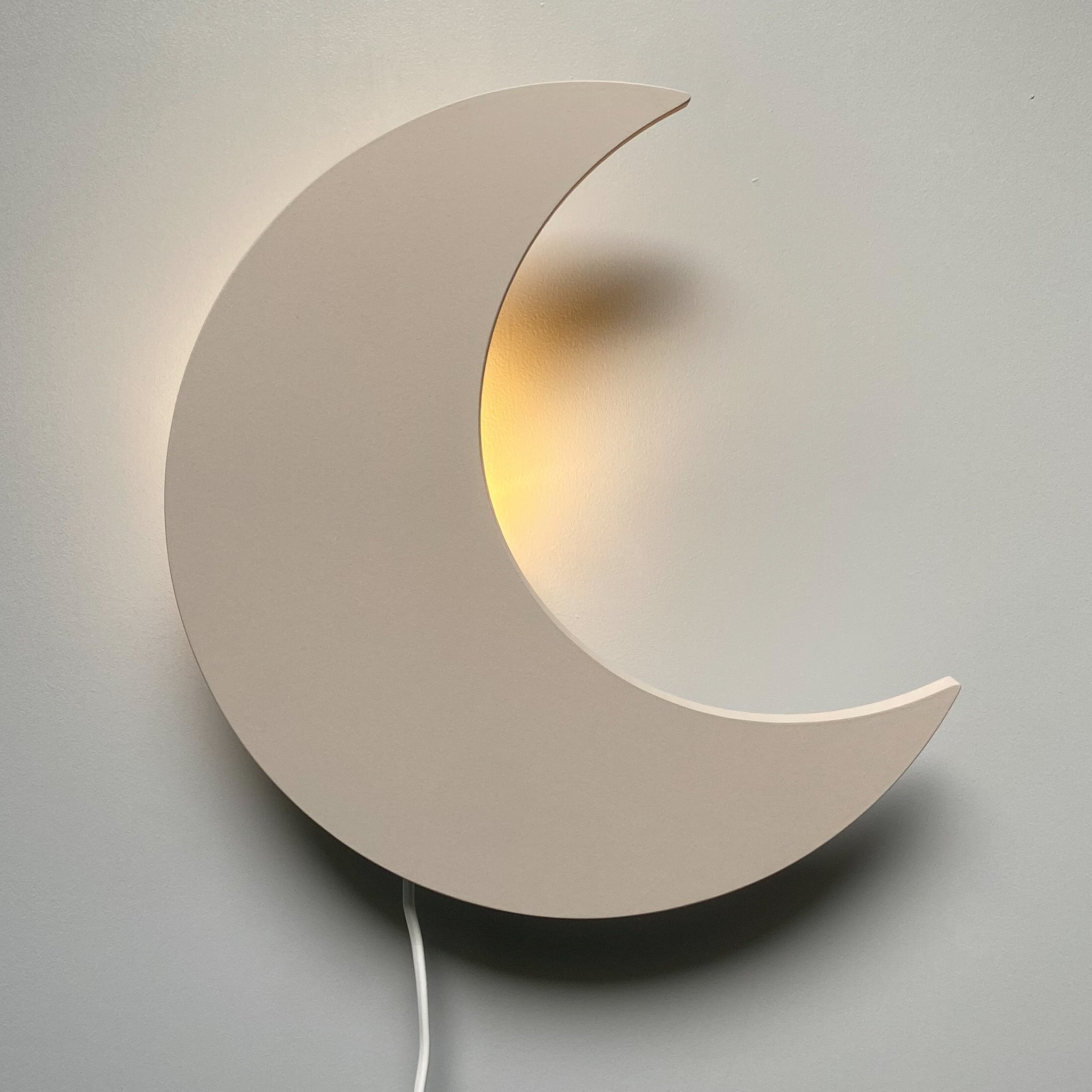 Wooden Wall Lamp for Children's Room - Moon-Shaped
