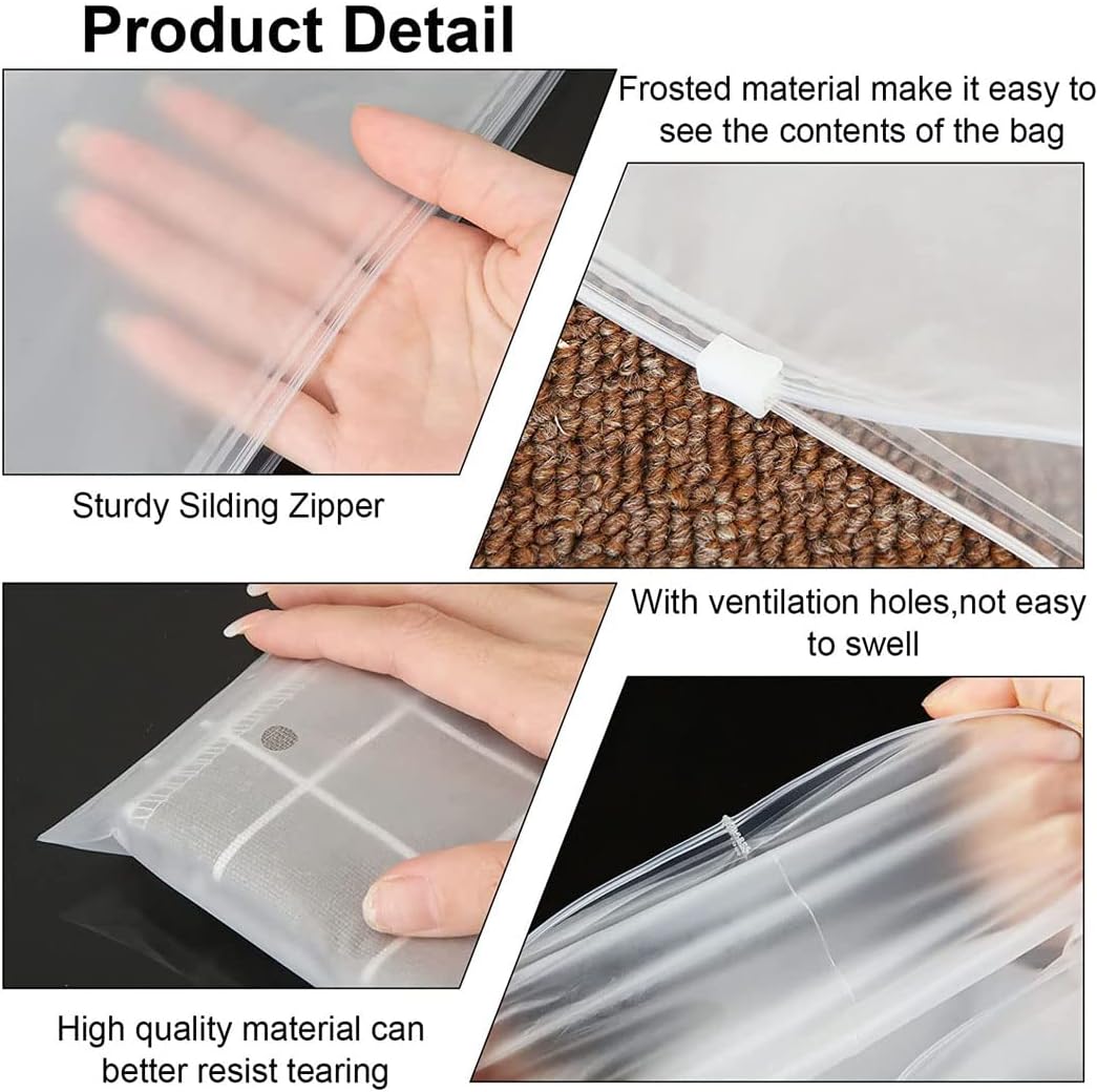 Reusable Frosted Zip Bags – 40-Pack Clothing Storage Bags with Ventilation Holes (Buy 1, Get 1 FREE)