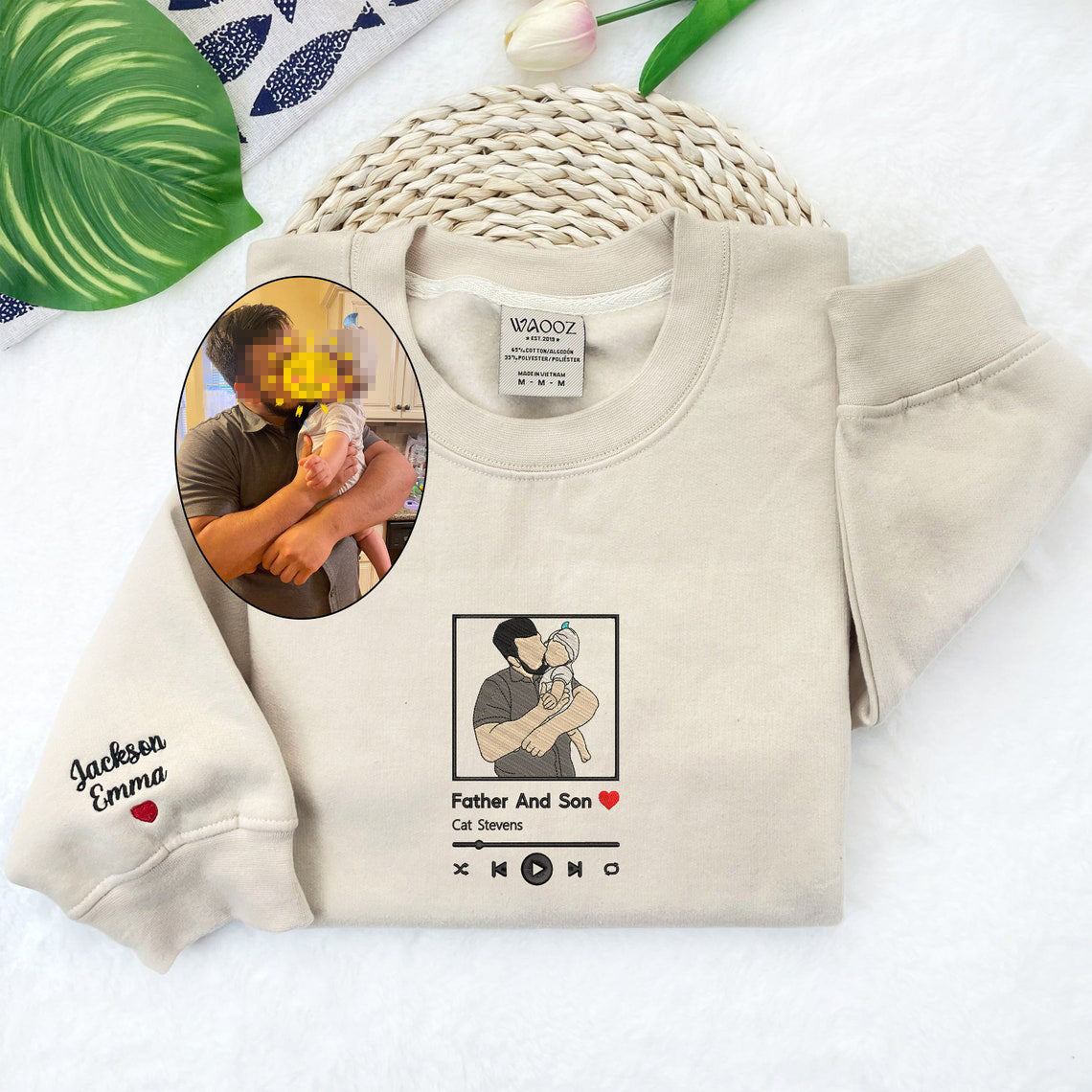 MemoryCraft Custom Embroidered Sweatshirt | Personalized Wearable Art from Photos