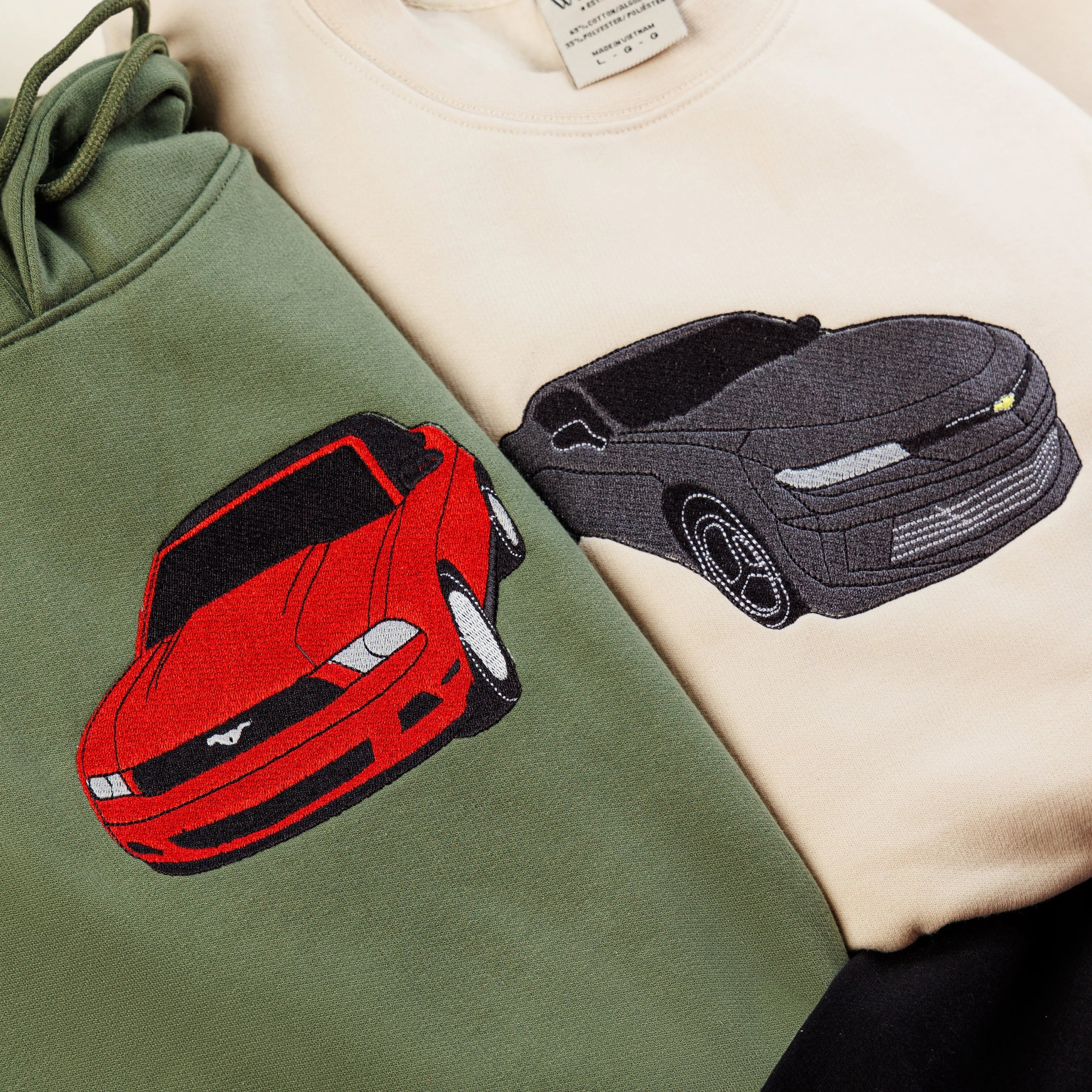 DriveStitch Custom Embroidery Hoodie | Personalized car design hoodie for men and women