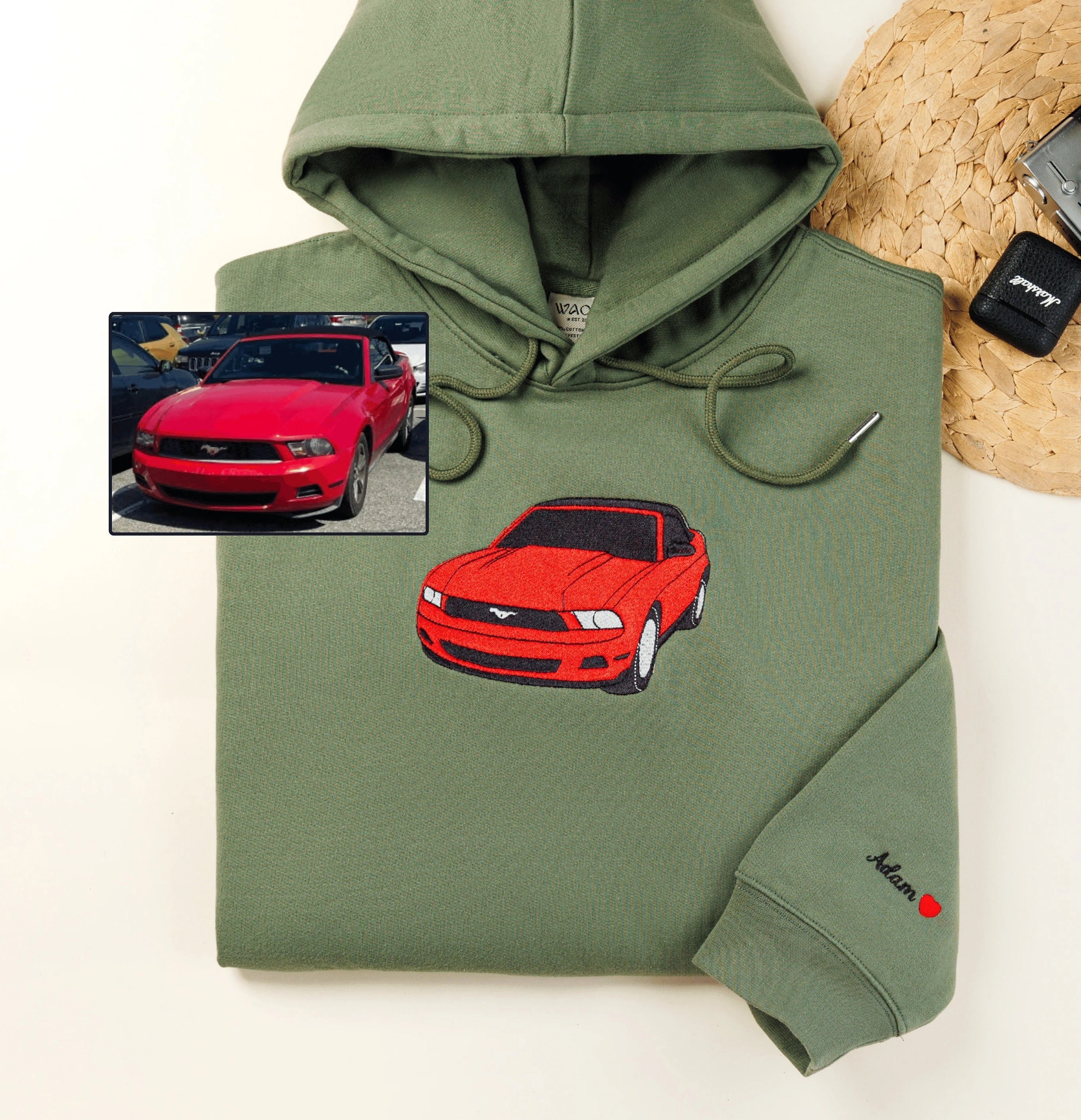 DriveStitch Custom Embroidery Hoodie | Personalized car design hoodie for men and women