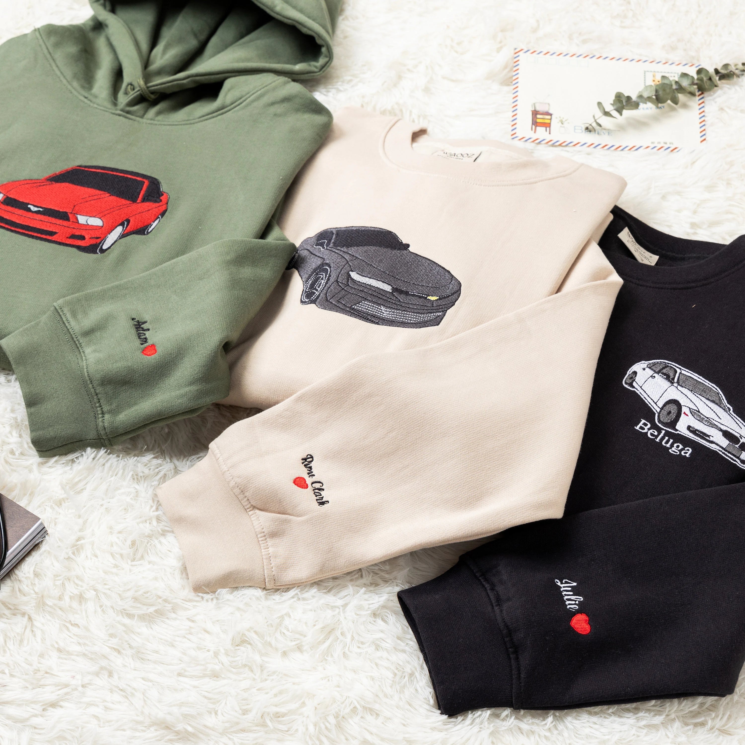 DriveStitch Custom Embroidery Hoodie | Personalized car design hoodie for men and women