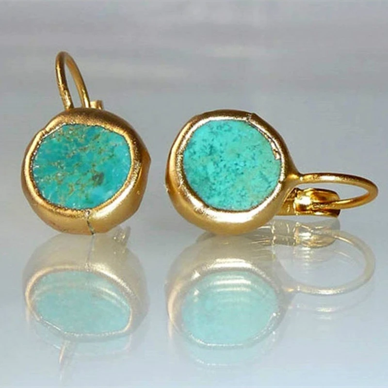 Golden Earrings with Turquoise – Sofia