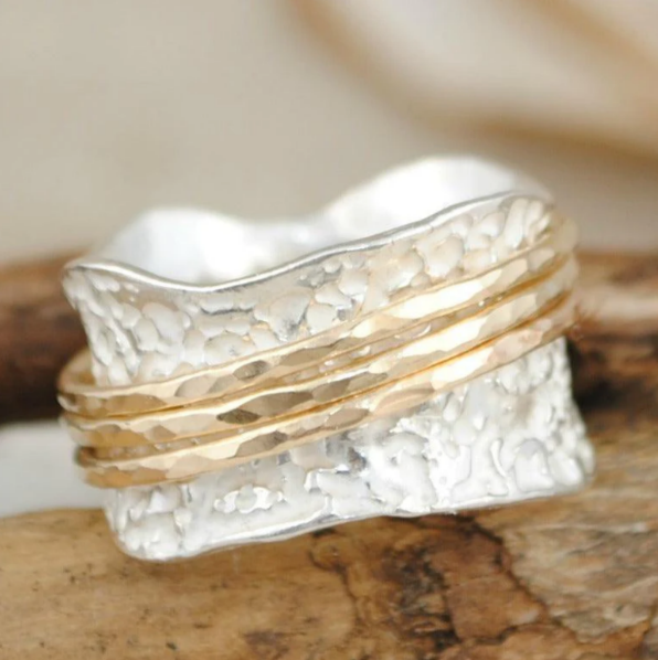 Vintage Spinner Ring in Gold & Silver – Elvira