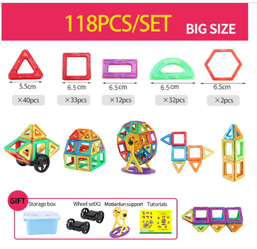 Magnetic Construction Blocks for Children – Educational Play Set with 118/148 Pieces