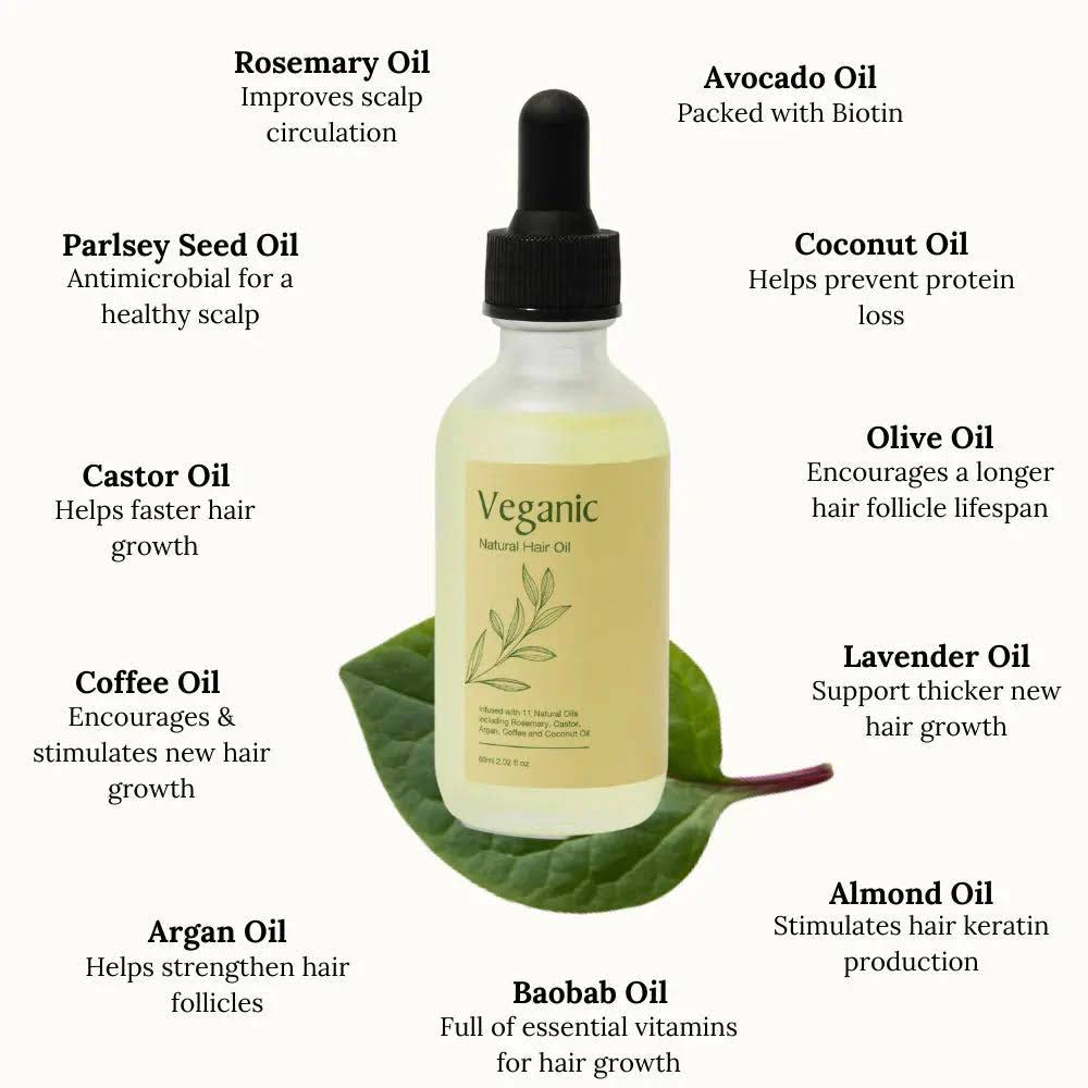 Veganic - Natural Hair Growth Oil 2 pieces