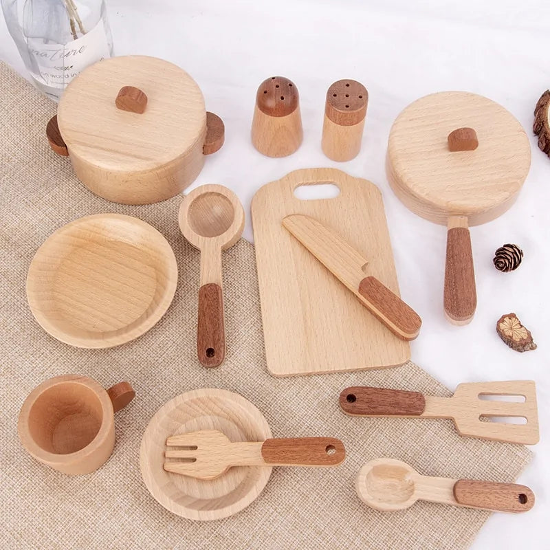 Wooden Kitchen Toy with Log Design for Role Play & Learning Fun
