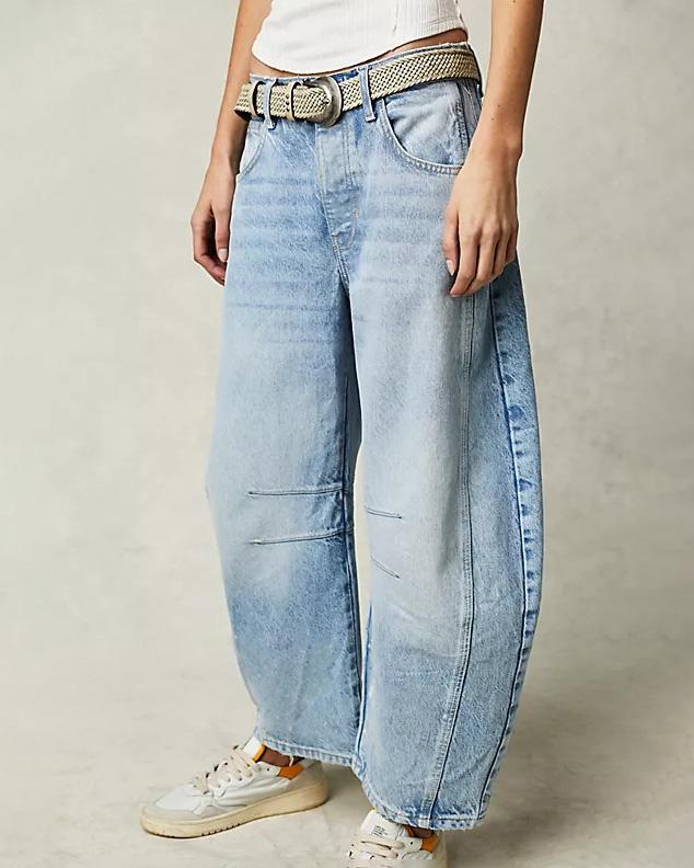 Mid Rise Barrel Jeans for Women