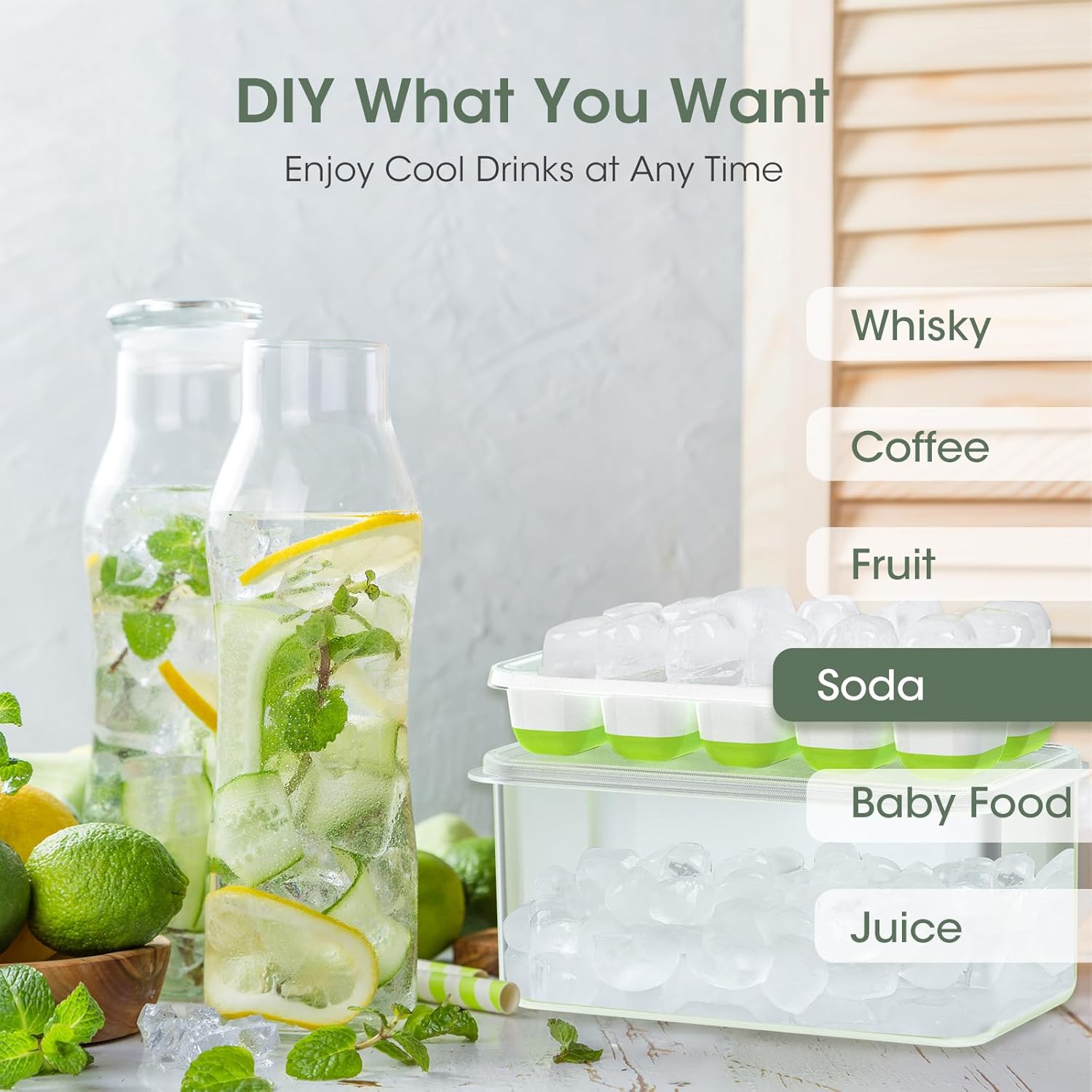 Stackable Silicone Ice Cube Moulds with Storage Box