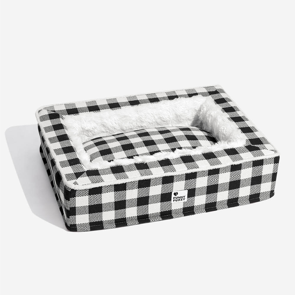 Super Soft Winter Checkered Dog Bed - Scottish Snuggle Bed for Cold Days
