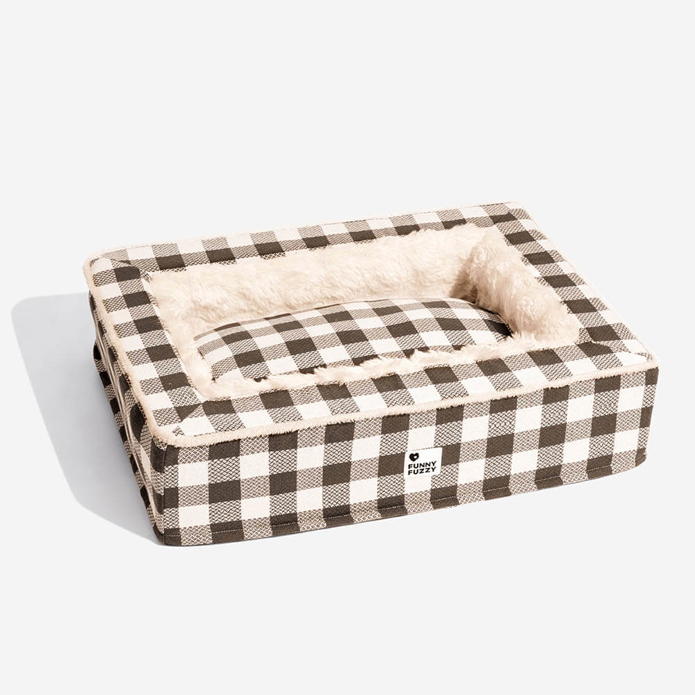 Super Soft Winter Checkered Dog Bed - Scottish Snuggle Bed for Cold Days
