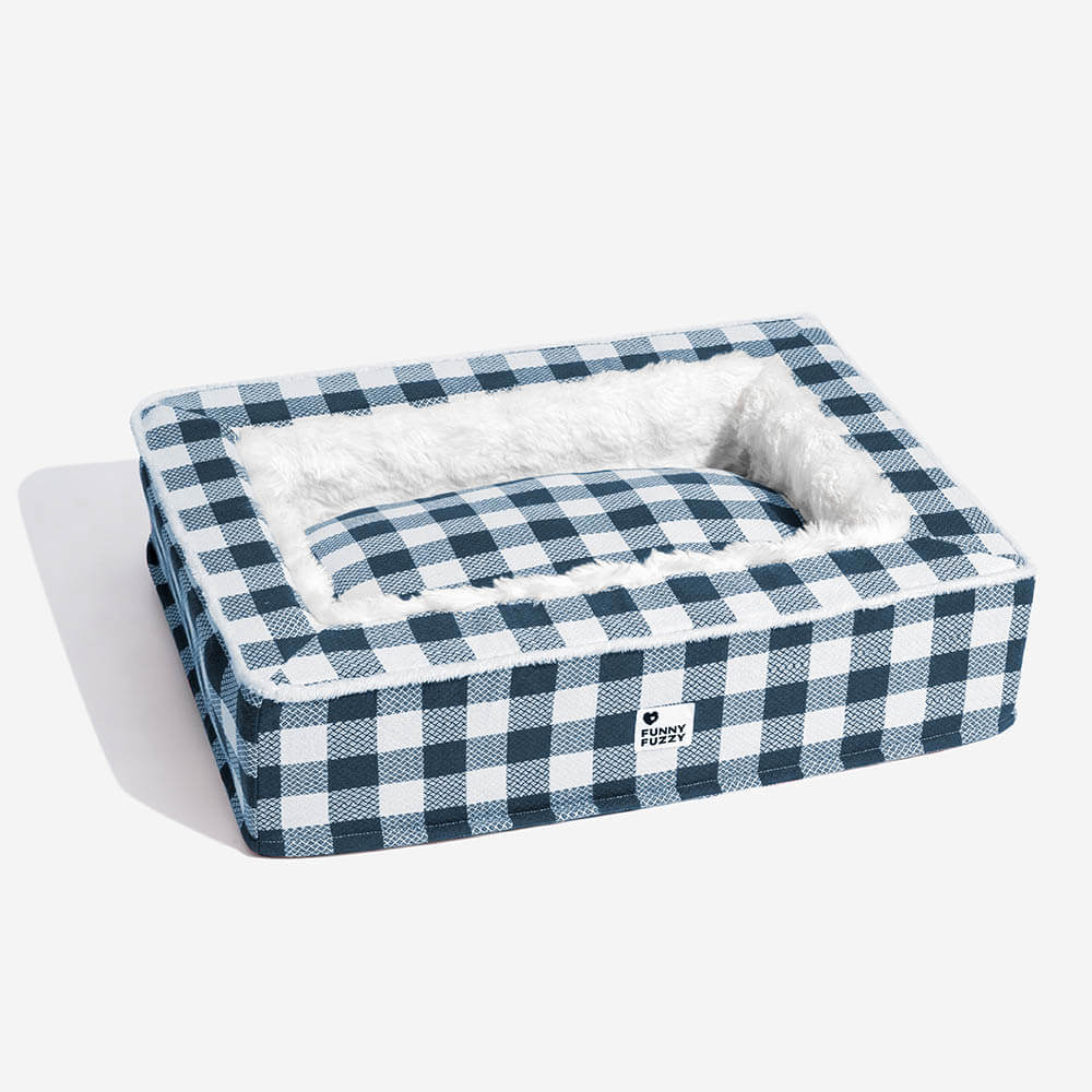 Super Soft Winter Checkered Dog Bed - Scottish Snuggle Bed for Cold Days