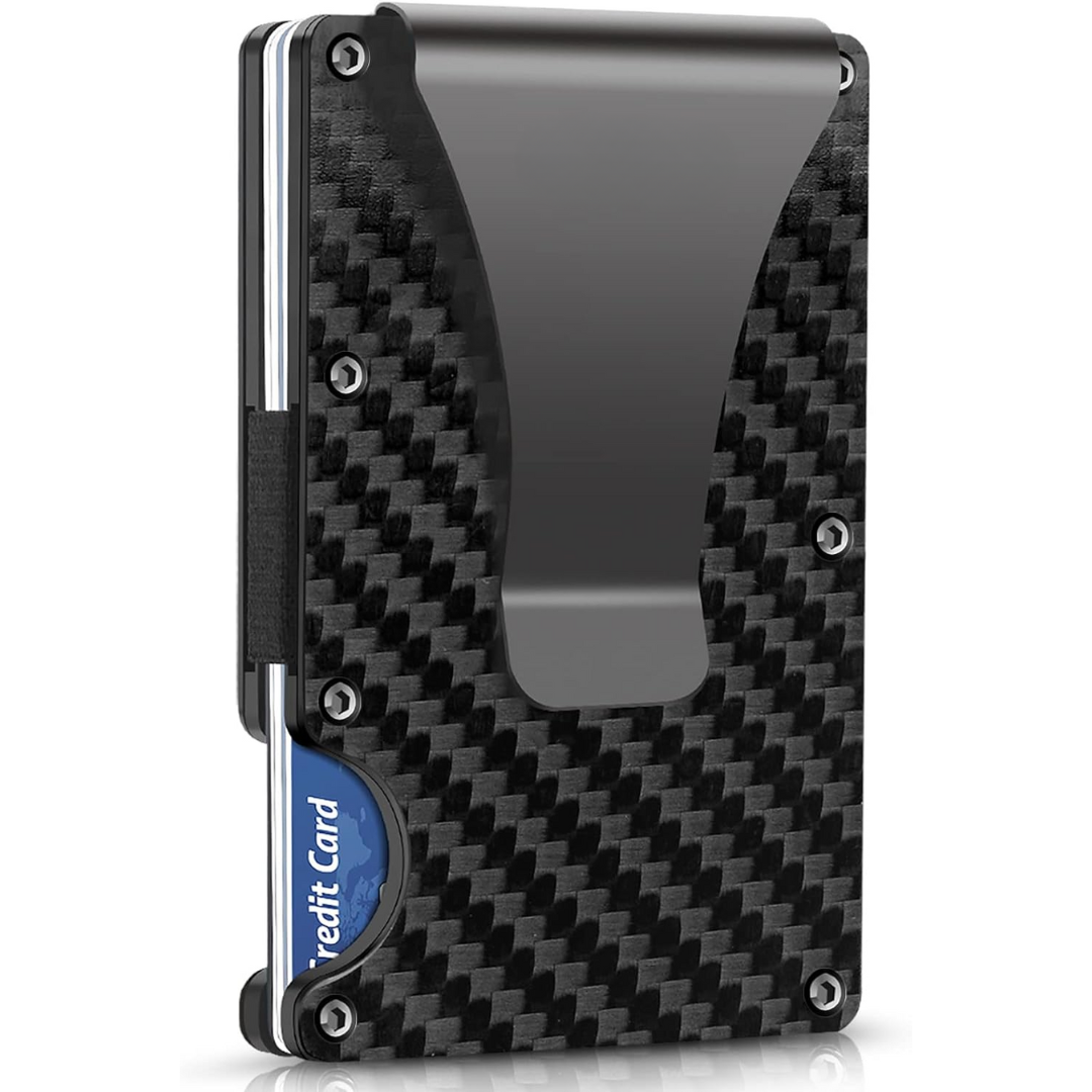 Thin RFID-blocking Carbon Fibre Wallet with Money Clip – CarbonVault