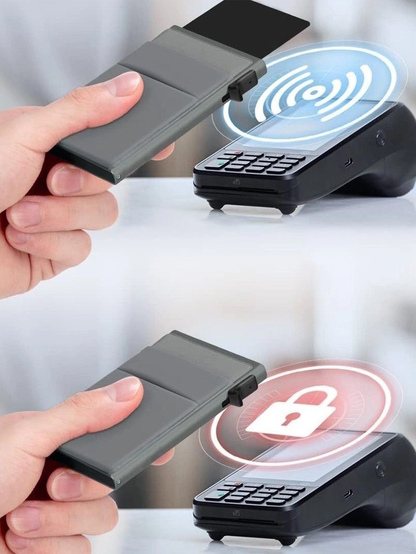 Smart RFID Credit Card Holder - Slim Mini Metal Wallet for Men