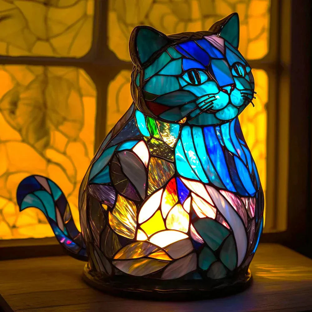 Vibrant Stained Glass Animal Lamps – Artistic Table Decoration