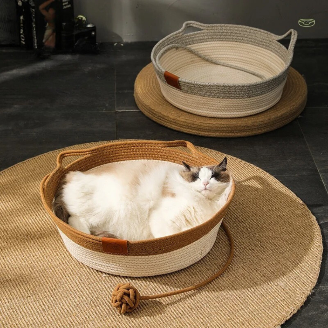 Handwoven Cotton Rope Bed for Cats - CozyNest