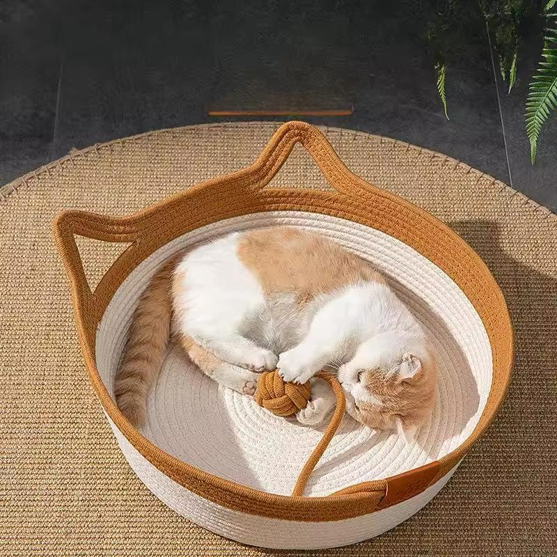 Handwoven Cotton Rope Bed for Cats - CozyNest