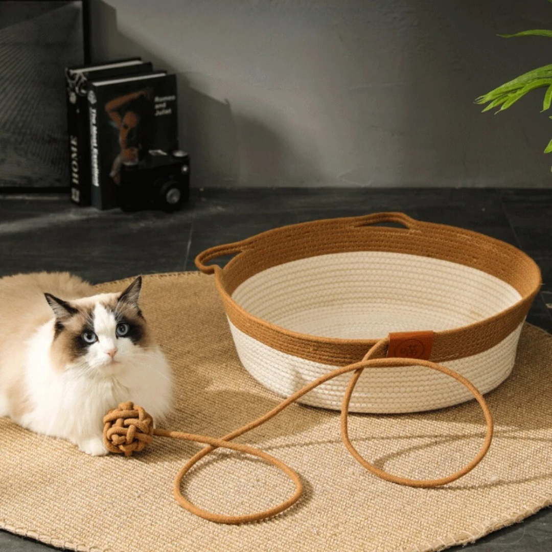 Handwoven Cotton Rope Bed for Cats - CozyNest