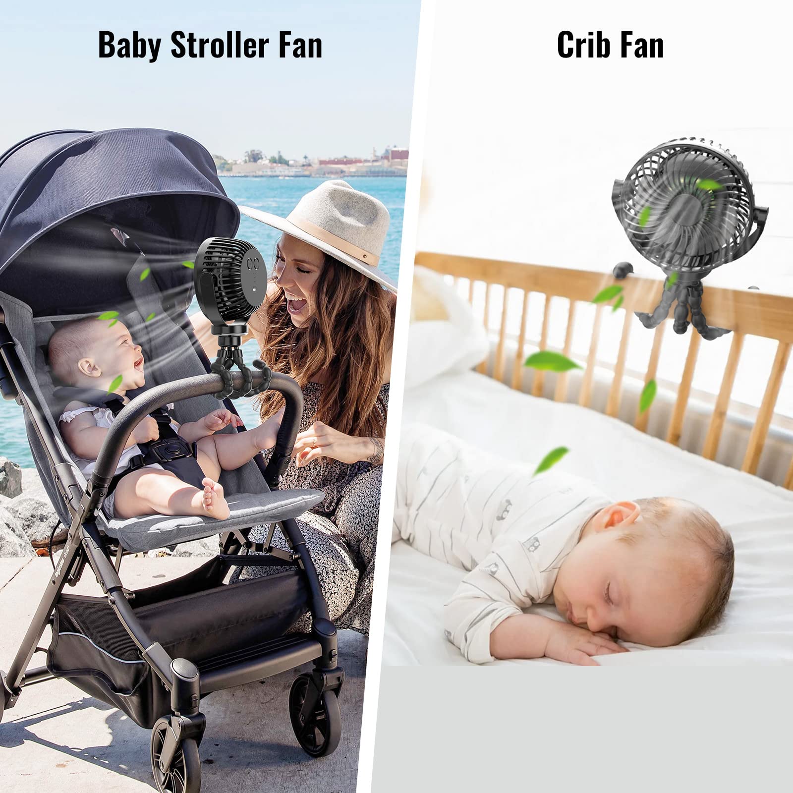 Portable Baby Stroller Fan with 8000mAh Battery
