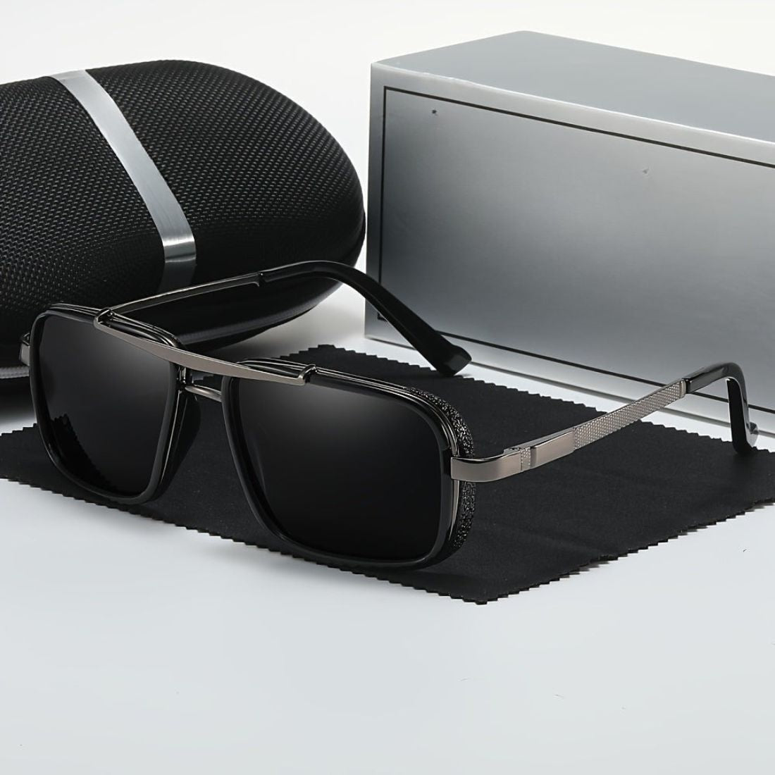 Polarised Men's Sunglasses | Classic Square Stainless Steel Frame