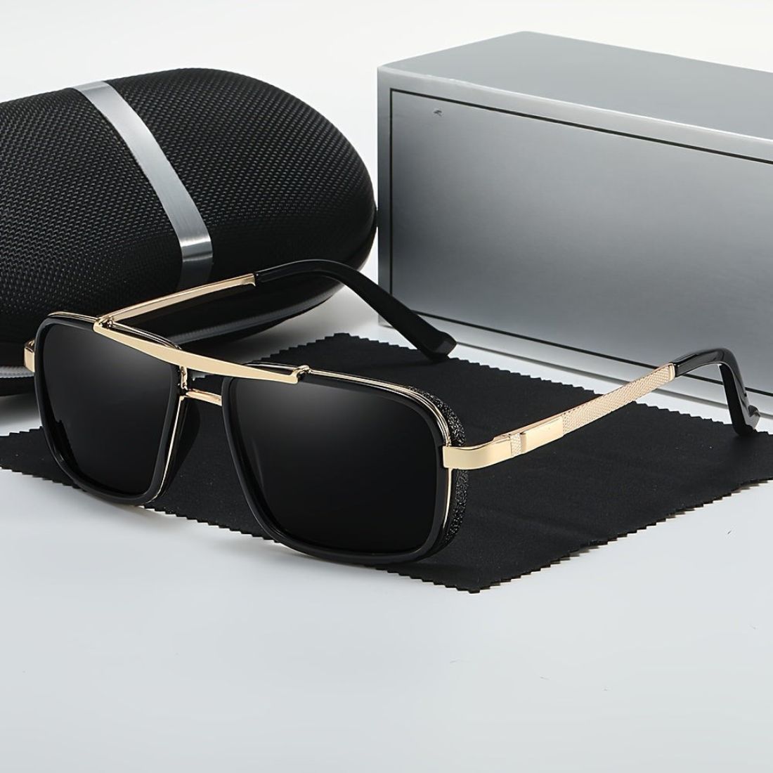 Polarised Men's Sunglasses | Classic Square Stainless Steel Frame