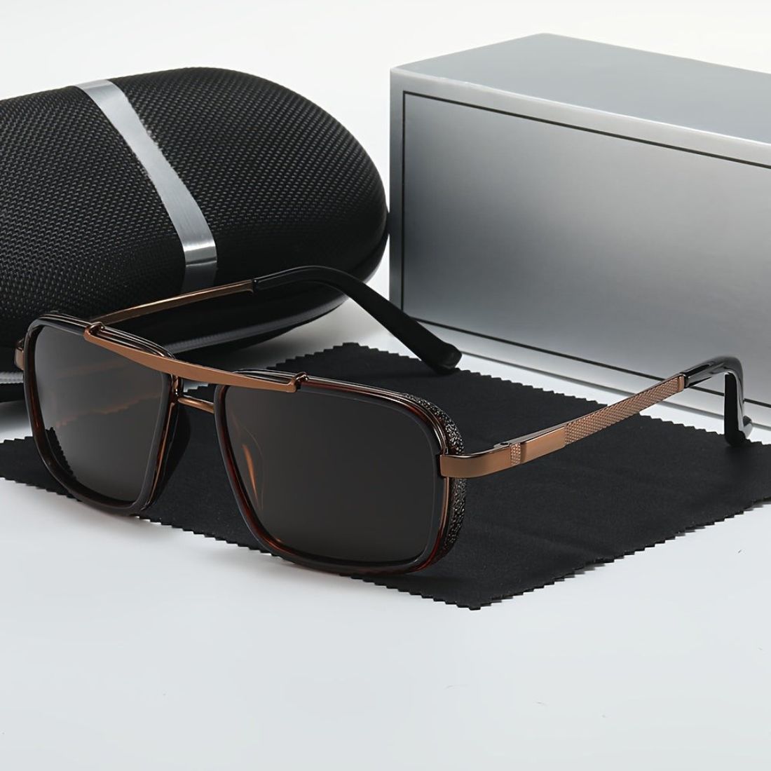 Polarised Men's Sunglasses | Classic Square Stainless Steel Frame