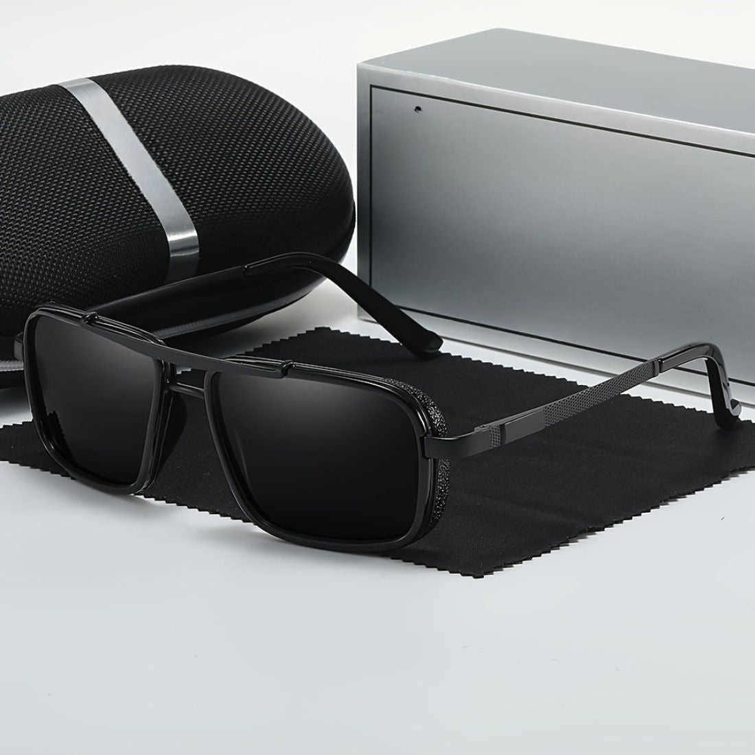 Polarised Men's Sunglasses | Classic Square Stainless Steel Frame